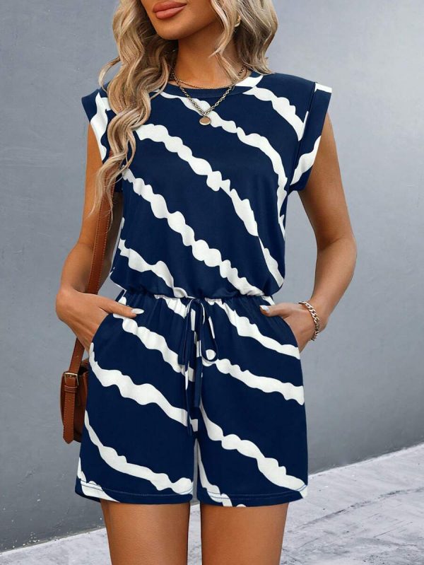 Calvaya Mono de verano informal a rayas con bloques.