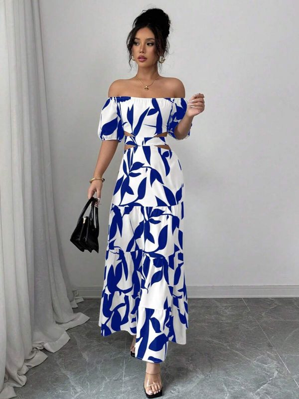Elenzga Vestido de vacaciones para mujer de hombros descubiertos.